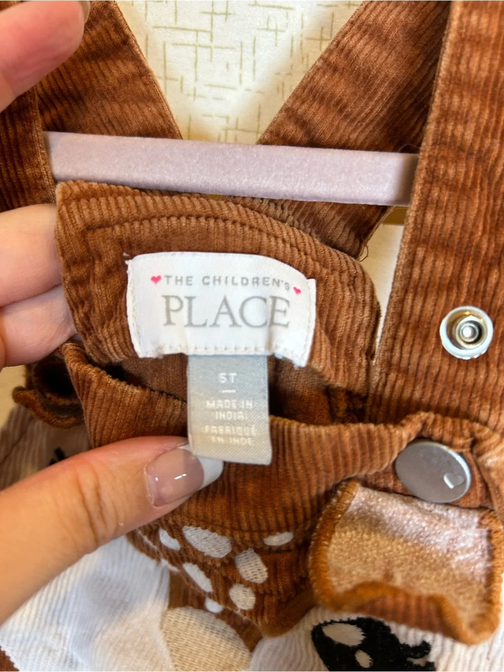 The Children's Place Rust Brown Corduroy Deer Overall Dress